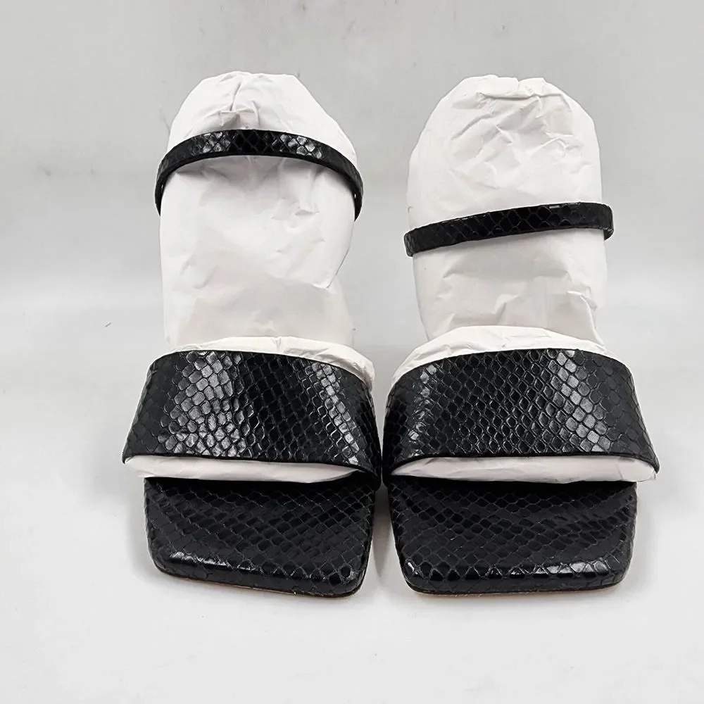 Cult Gaia Rene Cantilevered Sandals Women's 38.5 Black Iron Heel + - Picture 3 of 15